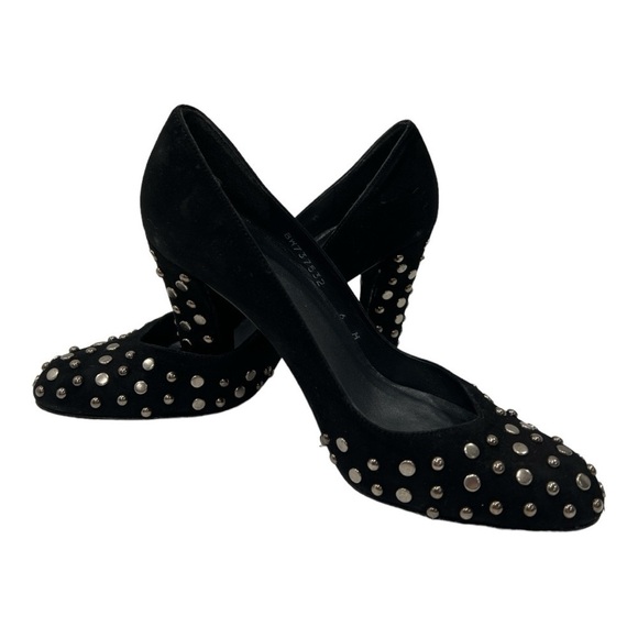 Stuart Weitzman Black Studded Suede Pumps Size 6 M - Picture 4 of 13